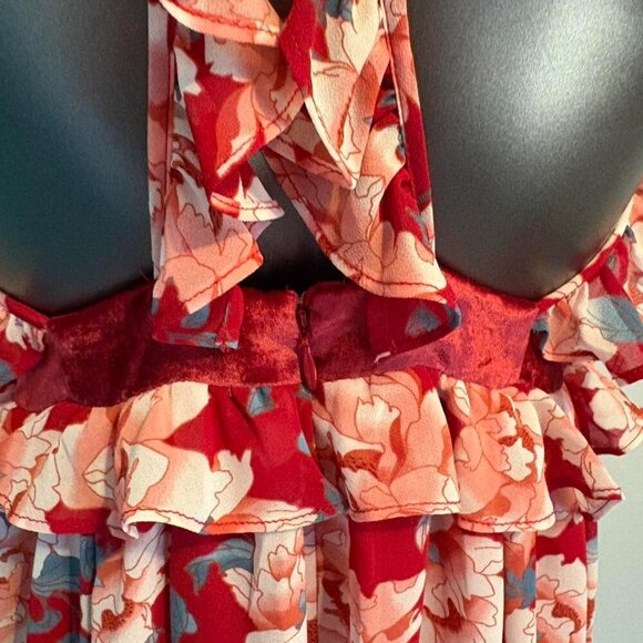 **RARE** For Love and Lemons 🍋 Size M Red velvet maxi dress - Picture 5 of 7